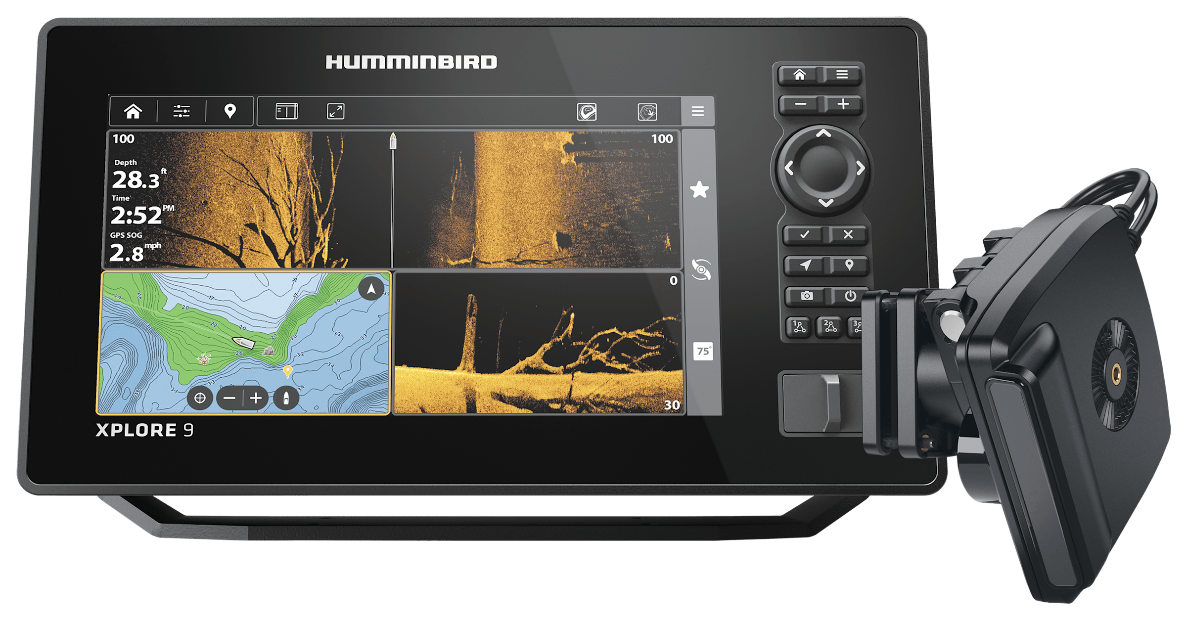 Humminbird XPLORE 9 CHIRP MEGA SI Fish Finder/Chartplotter and MEGA Live 2 Imaging Transducer Bundle