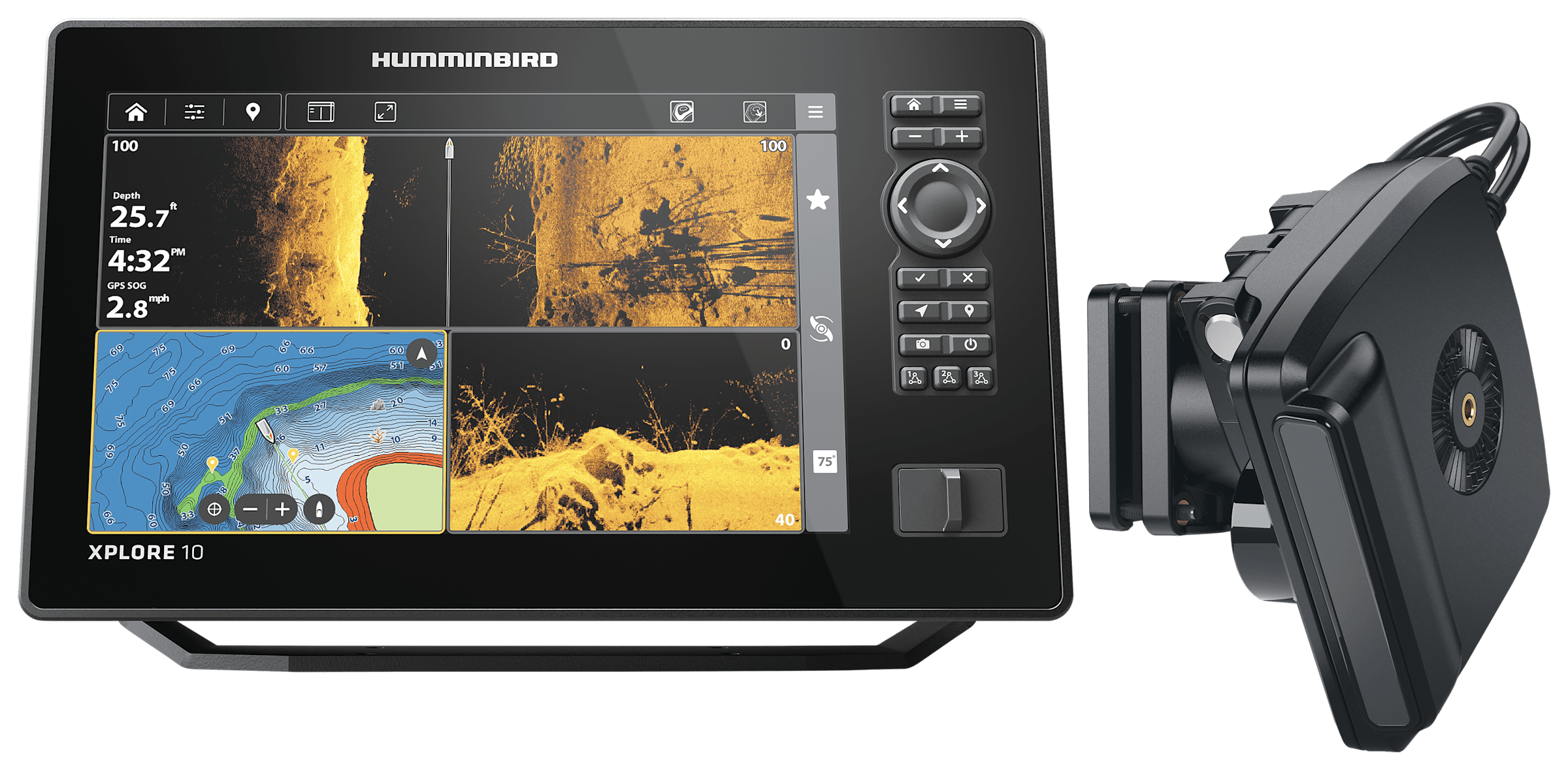 Humminbird XPLORE 10 CHIRP MEGA SI Fish Finder/Chartplotter and MEGA Live 2 Imaging Transducer Bundle