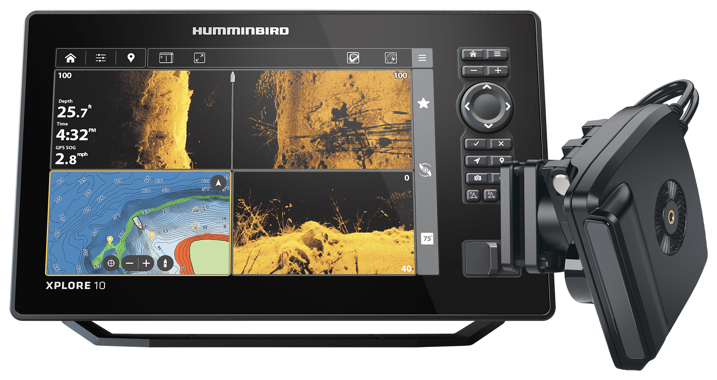 Humminbird XPLORE 10 CMSI+ CHIRP MEGA SI Fish Finder/Chartplotter and MEGA Live 2 Imaging Transducer Bundle